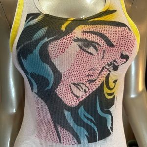 ⚡️POP ART inspired ROY LICHENSTEIN distressed graffiti Tank M handmade unisex